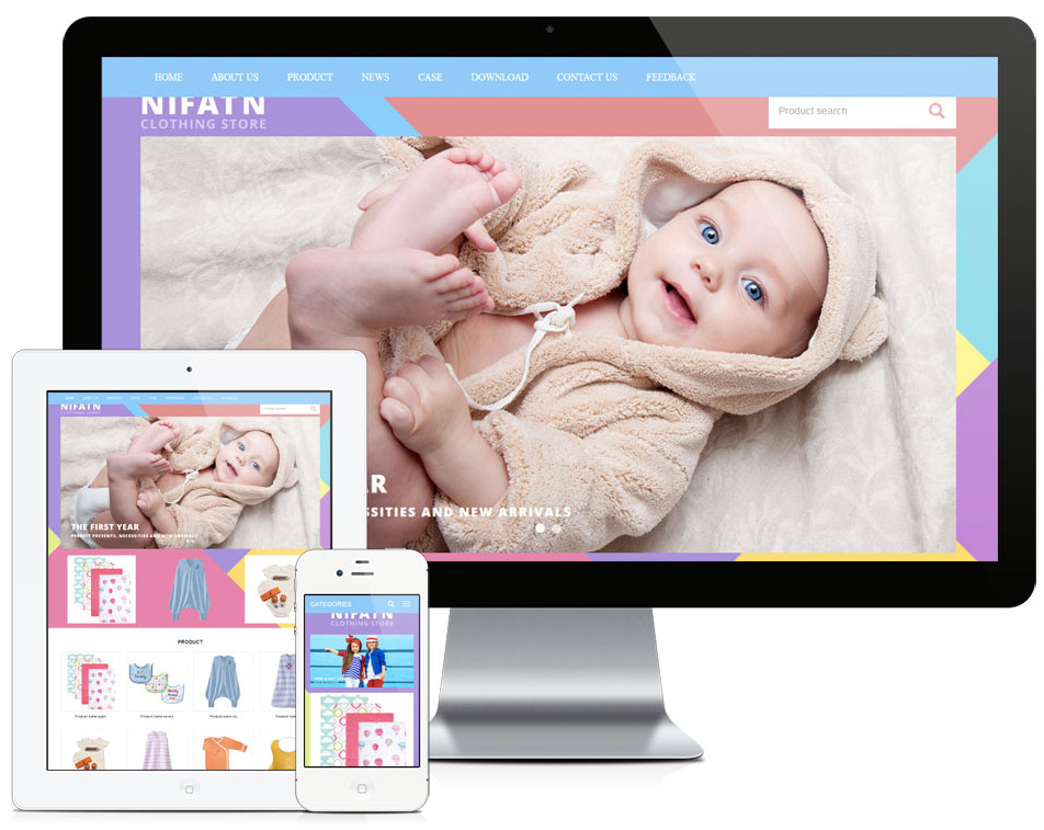 童装外贸响应式英文网站模板